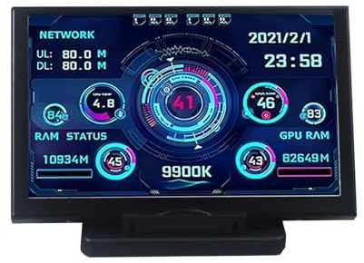 Ksikdeg Pantalla USB de 5 pulgadas, monitores de datos de CPU de PC, pantalla de temperatura de computadora