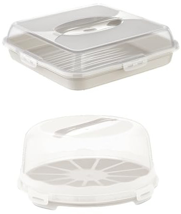 Bornova - Lote de 2 transportes para tartas y pastelerías – Caja para tartas redonda y rectangular, caja de pastel, caja de tartas, caja de transporte de pasteles, caja de pastel transportable