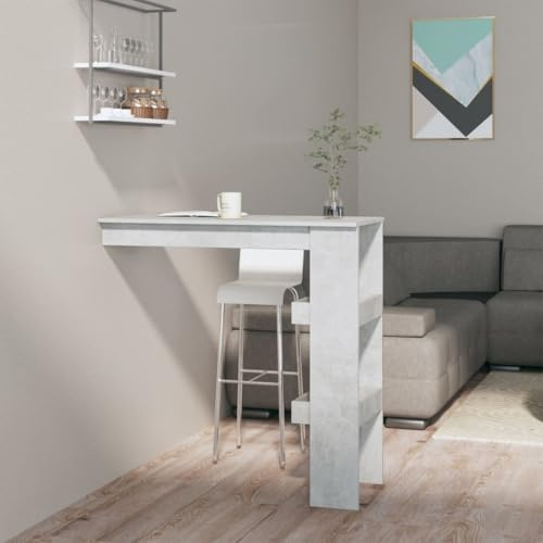 Teenpull Bartisch Wandmontage, 102x45x103,5 cm, Holzwerkstoff, Betongrau, moderner Stehtisch für Küche, Esszimmer, kompaktes Design