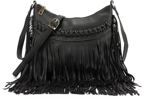 Jywmsc Borse a Tracolla con Frange in Pelle per Donna Borsa Hobo Occidentale Grande Borsa Ttracolla