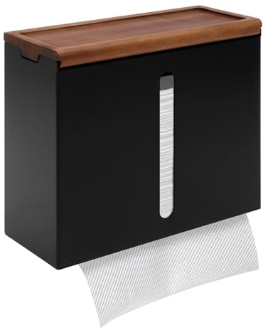 Papierhandtuchspender mit Deckel Papierhandtuchhalter Handtuchspender für Papierhandtücher Papierhandtuchspender für Küche Badezimmer Wohnzimmer(schwarz,1)