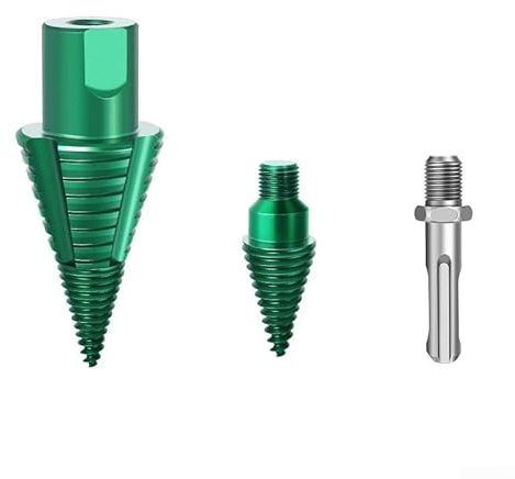 CYRENT Carbon Steel Firewood Log Splitter Drill Bit SDS and Square Shank Compatible Quick Change Detachable Wood Splitting Tool for Hammer Drills(Round with head)