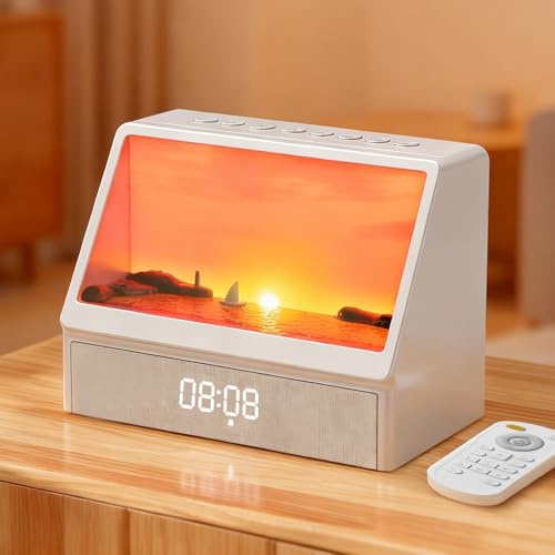 Gemmac Despertador Amanecer Simulador Luz Nocturna Inteligente Altavoces Bluetooth Ruido Blanco 12 Sonidos Relajantes Temporizador Musica Para Dormir Decoracion Hogar Habitacion Night Light Adultos