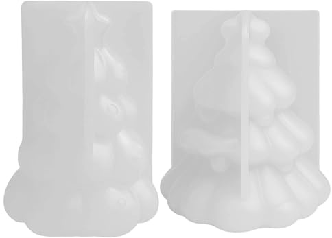 Moldes de silicona de Navidad 2pcs 3d lindo árbol de vela de Navidad adornos flexibles para jabones de bricolaje resina cera de chocolate yeso