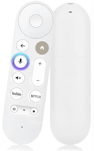 Ersättande röstfjärrkontroll för Google Chromecast 4K/HD, kompatibel med Google TV Streamer (4K), vit