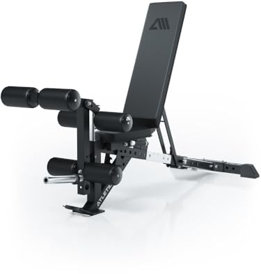 Atletica HyperBench | verstellbare Hantelbank | Schrägbank in Studio-Qualität | 3 mm Stahl | -15° bis 90° Verstellmechanismus mit Schienensystem | Optionen für Bauch-, Arm- und Beintraining