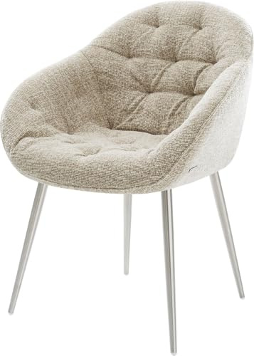DELIFE Polsterstuhl Gaio-Flex 4-Fuß konisch Edelstahl Webstoff Soft Beige