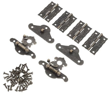 SEWOART Ancien Moraillon Boîte Bijoux Ensemble Charnières Latch Vintage Résistant pour Boîte Bois DIY