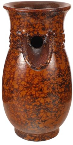 JEWEDECO Vintage Ceramic Jar Water Fountain with Side for Smooth Flow Handmade Clay Pot Tabletop Waterfall Decor for Indoor Garden Aquarium Living Patio Fish Tank Accessory