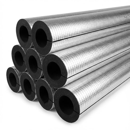 Tubo Isolante ID 20 22 26 27 34 43 48 60 76 89 110 114 133 159 219mm Isolante Termico per Tubi, Tubo Di Isolamento Schiuma per La Protezione Dal Gelo Di Tubi Esterni(ID20mm x T10mm x L0.9m)