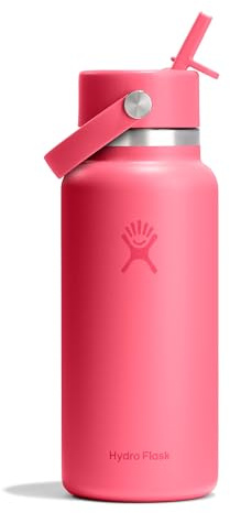 Hydro Flask – Wide Flex Straw Cap 946 ml (32 oz) Bottle – Rostfritt Stål, Läckagesäker, Passar i De Flesta Mugghållare – Isolerad Kall 24 Timmar – Vid Öppning, Passar Isbitar – Popstar Pink