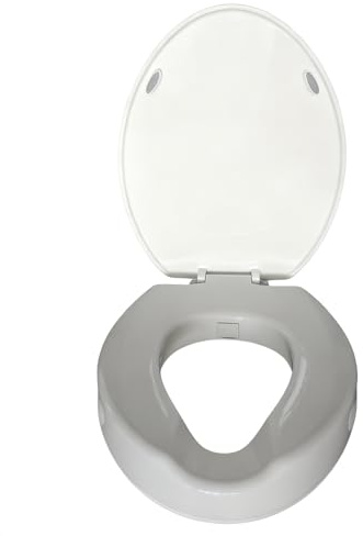Réhausseur WC avec couvercle - bidet intégré - Hauteur 10 cm - Siège de toilette orthopédique avec fermetures latérales de sécurité - Universel adaptable - Connexion bidet