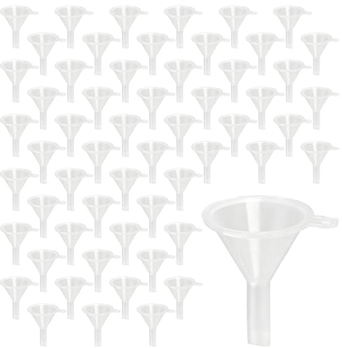 CHEUNGR 100 Pcs Mini Funnels Set, Clear Plastic Small Funnel for Bottle Filling Oil, Perfume, Cosmetics, Liquids, Spices, Arts, Crafts, Sand, Lab Bottles