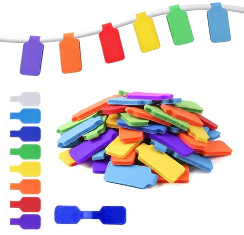 LURVOUS 80 Piezas Etiquetas para Cables Reutilizables, 8 Colores Marcadores de Cable de Nylon Escribibles Impermeables para Identificar y Organizar Cables en Hogar Oficina Entornos Técnicos