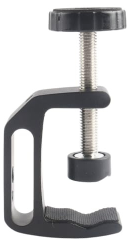 HOUDERCO Multifunktionale Tischhalterungs Befestigungsklemme aus Aluminium mit Schnellverschluss C Clip für Kamera und Taschenlampe Schwarz für Outdoor und Indoor Fotografie