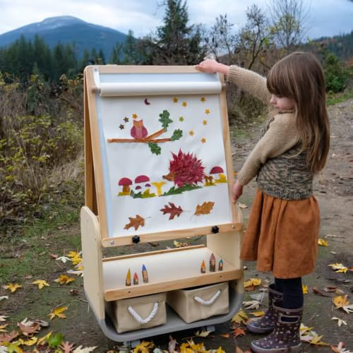 BanaSuper Caballete Niños 3-en-1, Pizarra Magnética Doble, Altura Ajustable