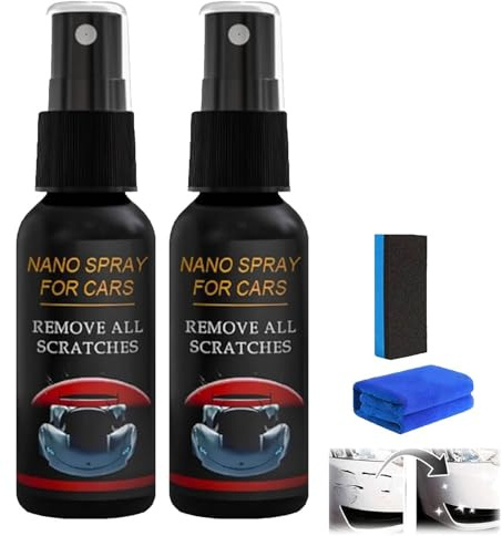 Nurafix Auto Spray Kratzer Entfernen, Kratzerentferner für Autolack, Hochwirksames Nano-Beschichtungsspray, Sofortiger Glanz & Schutz, Universell einsetzbar für Auto, Boot, Motorrad 2pc