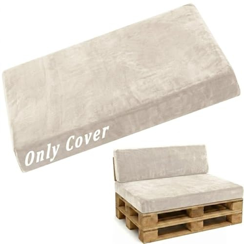 Housse De Coussin Pour Palette 120×80 60×40 120×60 120×40 En Velours Extensible Protection Canapé Bois Avec Boucles Réglables Revêtement Meuble Terrasse Balcon Sur Mesure(Beige,Seat 100x120cm)