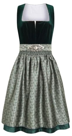 JISOUKIN Damen Dirndl - Trachtenrock Midi Dirndlkleid Elegantes Trachtenkleid Oktoberfest Outfit mit Dirndlschürzen