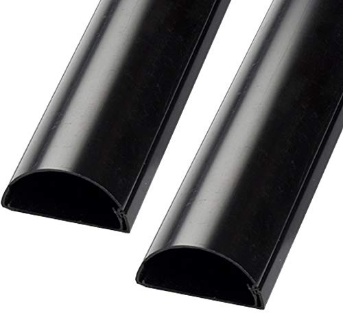 Gaine noire de 2 m (2 x 100 cm) – 50 mm x 25 mm | Cache-câble demi-rond | HDMI AV TV Ethernet et péritel | Gestion de l'organisation murale | Dos autocollant * Facile à installer * | Plinthe de maison
