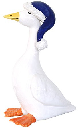 Tangoo Keramik Gans sitzend, mit blau-weißer Weihnachtsmütze | TA-39928 | 4037432399286