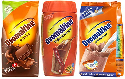 Confezione di degustazione Ovomaltina bevanda in polvere confezione da 3, 500 g di polvere classica, 450 g di polvere di cioccolato, 500 g di latta Cassic in polvere