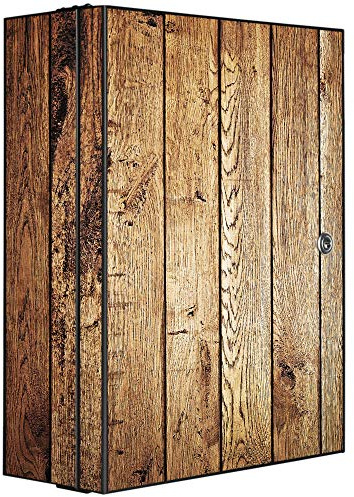 banjado Medizinschrank abschliessbar mit Motiv Geöltes Holz 35x46x15cm - großer Arzneischrank für die Hausapotheke - Medikamentenschrank aus Metall zur Medikamenten Aufbewahrung