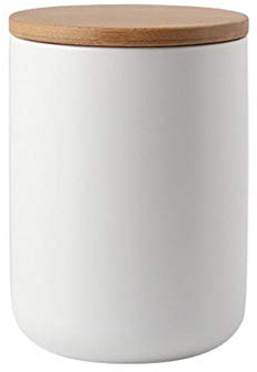 Keramik Vorratsdosen, Aufbewahrungsdose Frischhaltedose mit Bambusdeckel und Silikonring (Weiß,27.05oz/800ml)