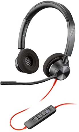 Plantronics – Blackwire 3320 USB-C (Poly) – kabelgebundenes Zwei-Ohr Headset (Stereo) mit Mikrofonarm – Verbindung mit PC/Mac über USB-C – Kompatibel mit Teams (zertifiziert), Zoom und mehr