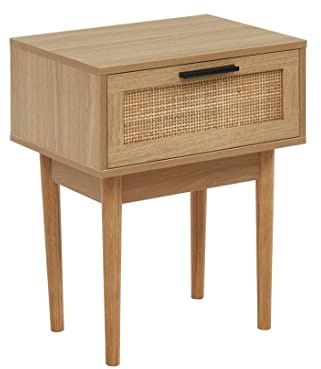 BAÏTA Nachttisch Amana, Eichenoptik und Rattangeflecht, 40 cm