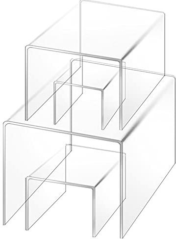 SourceTon - Set di 4 alzatine in acrilico, per decorare la tavola da dessert e caramelle, 7,6 cm, 10,2 cm, 12,7 cm, 15,2 cm