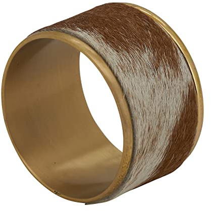 SARO Lifestyle Collection Cow Hide Napkin Rings (Set of 4), 1.5, Brown
