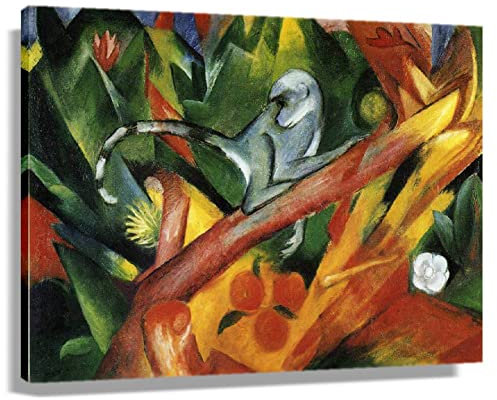 Franz Marc Prints The Monkey - Póster de lienzo con diseño de giclée para decoración del hogar, juego de lienzo impreso para colgar en la pared, carteles retro (sin marco, 40 x 60 cm)