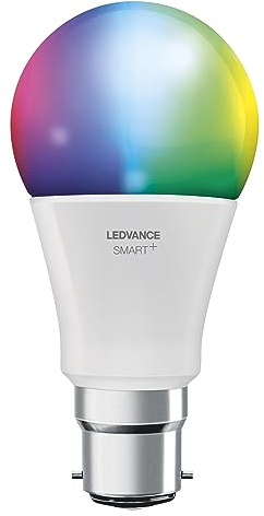 LEDVANCE Smarte LED-Lampe mit WiFi-Technologie für B22d-Sockel, matte Optik,RGBW-Farben änderbar, Lichtfarbe änderbar (2700K-6500K), 806 Lumen, Ersatz für herkömmliche 60W-Leuchtmittel, 1-er Pack