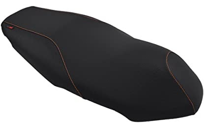 Moto Discovery Funda de Asiento Compatible con Kymco Agility 50/125 / 150/200 2008-2015 Negra con Costuras Naranjas