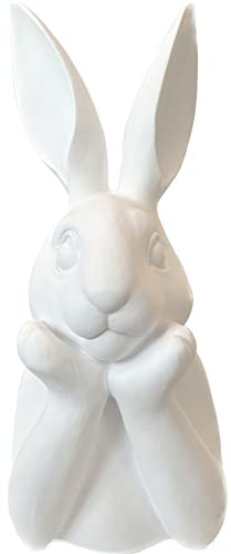 Osterhase Deko Ben 35 cm weiß matt Shabby Look Hasenbüste Osterdeko