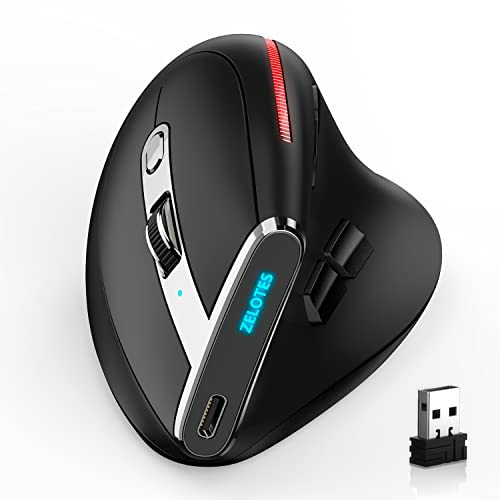 Zeerkeer Mouse Wireless Mouse Ergonomico Wireless Gamer Può essere Caricato È possibile personalizzare i tasti di scelta rapida Portare 8 Chiavi e 5 Livelli DPI Regolabili Connessione Bluetooth(nero)