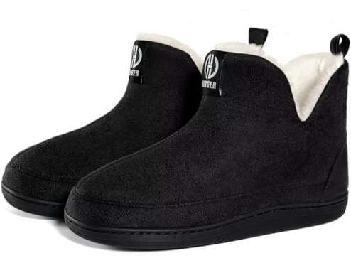 GURGER Pantofole Donna Invernali Chiuse Calde Stivaletto Uomo Collo Alte Ciabatte Peluche da Casa Inverno Pelliccia Stivaletti Nero Taglie 44 45