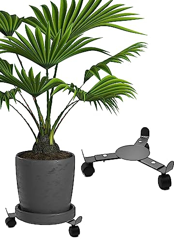 Stephans Möbelbörse Pflanzenroller ausziehbar Ø 25-37 cm | Pflanzenwagen für Innen & Außenbereich mit Softrollen | Blumenroller aus Metall | Blumentopfhalter | Tragkraft 50Kg