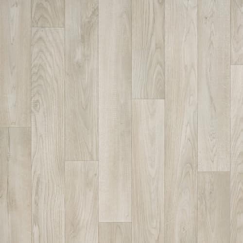 Wood Effect Vinyl Flooring Beige And Grey Lino Flooring For Bathroom Kitchen Non Slip Water Resistant Oak Effect Foam Backed Sheet Vinyl 2m 3m Width (Ingleton, 2m x 3m)