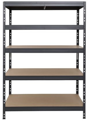 Master Regale Rivet Schwerlastregal mit lackierbaren HDF-Platten, 180x120x45cm (HxBxT), 5 Böden mit je 250kg Tragkraft, anthrazitgrau, praktisches Stecksystem, umweltfreundlich und recycelbar