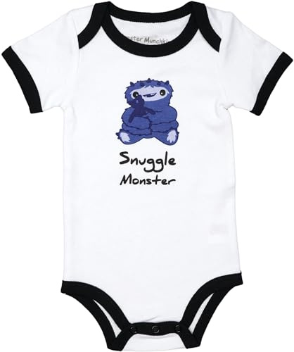 Pavilion - Purple Snuggle Monster - 6-12 Months Short Sleeve Bodysuit Boy Girl Unisex Baby Shower Gift