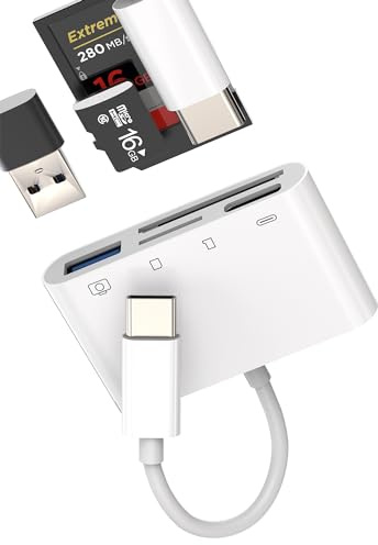 Lector de tarjetas USB C para iPhone (4 en 1) Tipo-c Jack Cable cargador OTG 3.0 Cámara TF Memoria Micro SD Accesorio Macbook USB A Adaptador para Samsung para Apple 15 Pro Max Plus Ipad Pro Air Mini