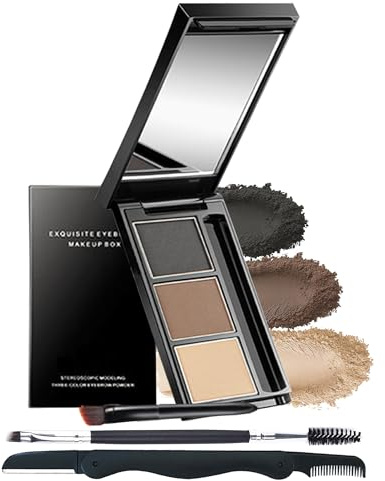 Lestpola Kit de maquillage en poudre à sourcils - Palette de teinte pour sourcils - Étanche - Longue durée - Série gris marron - Remplissage et sculpture des sourcils complets - Avec miroir, outil à