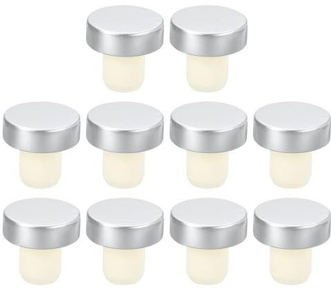 sourcing map 16Pcs T-Shaped Stoppers, 0.63inch Dia Cork Wine Stopper Reusable Wine Bottle Corks Sealing Plug for Wine Beer Beverage Bottle Crafts, Silver