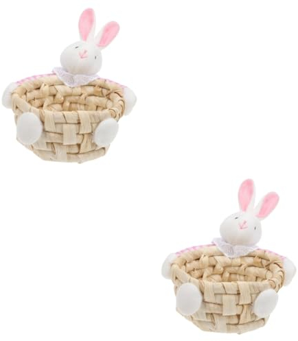 TOPBATHY 2stücke Easter Bunny Woven Storage Basket Zufällige Farben Dekoratives Körbchen Für Ostern Für Spielzeugaufbewahrung Und Garten Deko Mittlere Handgefertigt