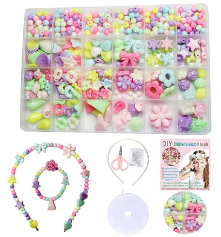 VIGTNG Geschenke für Mädchen, Perlen für Armbänder Kinder, Perlen Set Bastelset Kinder ab 6 jahre, Basteln 8 jahre Armbänder Selber Machen, Geschenke 5-12 Jahre (A)