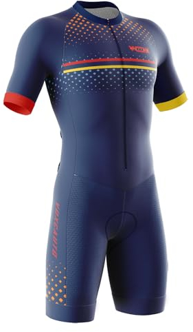 Herren Pro Fahrrad Skinsuit Kurzarm,Triathlon Anzug Herren,Einteiliges Radtrikot,Trisuit Einteiler,Triathlonanzug,3Taschen für Wettkampf Run,Cycle,Swim,Strumpfhosen (14,XL)