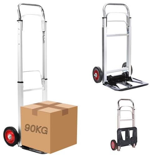Trendi Heavy Duty Folding Hand Truck - Aluminum Trolley with 90KG Capacity, Foldable Multi-Purpose Sack Barrow for Shopping, Camping, Garden & Pallet Transport on Wheels