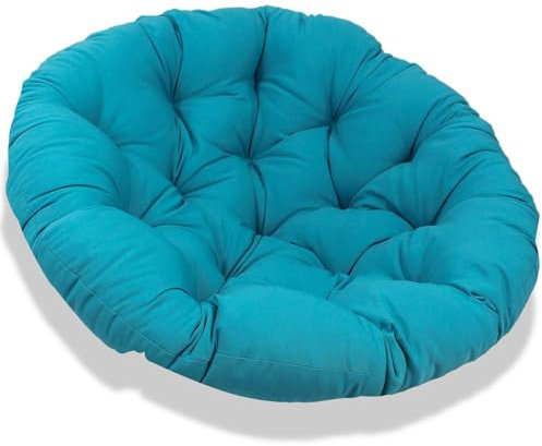JIcloun Papasansessel Kissen 110cm, Stuhlkissen für Papasan Chair, Wasserdicht Dicke Bodenkissen Rund Groß, Runde Ersatzpolster für Hängesessel Rattansessel Korbsessel Outdoor Gartenmöbel Blau